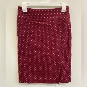Margaret M Small Burgundy Pencil Skirt with White designs
